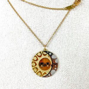 Amar & Riley Sun & Moon Pendant Necklace Gold & Silver Tone Dual Chain